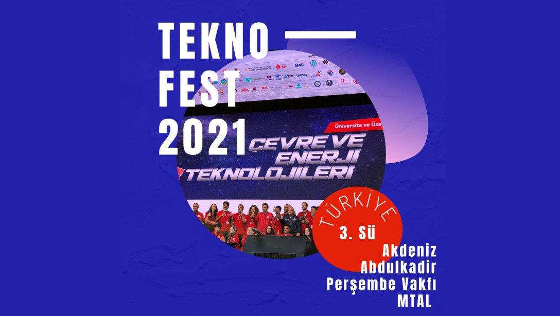 Tekno-Fest 2021 Türkiye Üçüncüsü Abdulkadir Perşembe Vakfı MTAL